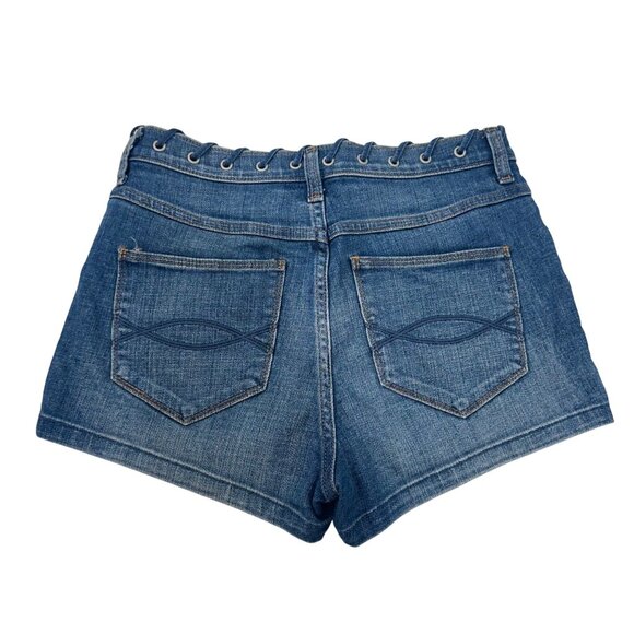 Abercrombie & Fitch Womens 6 High Rise Denim Short Shorts / Eyelet Waist Detail - Picture 2 of 11